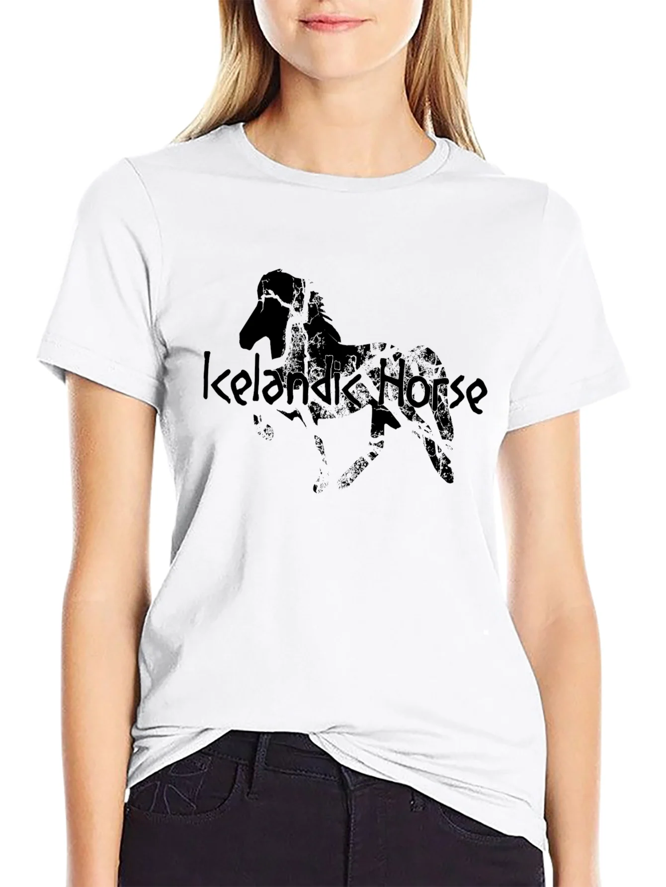 Icelandic Horse Graphic Black T-Shirt