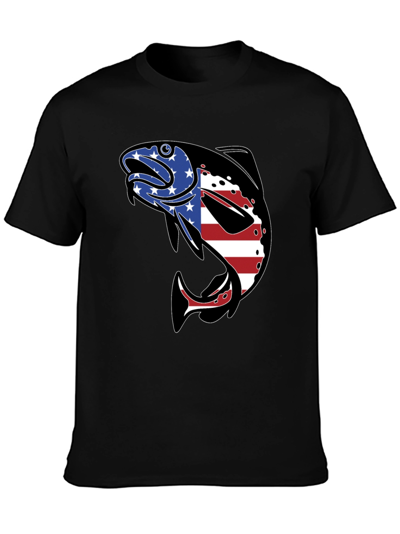 American Flag Fish Graphic T-Shirt