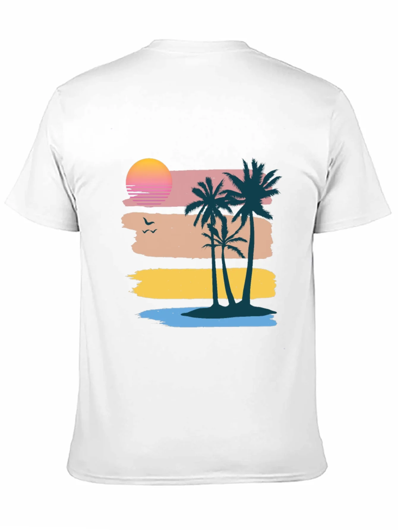 Retro Sunset Palm Tree Graphic Tee - Coastal Vibes