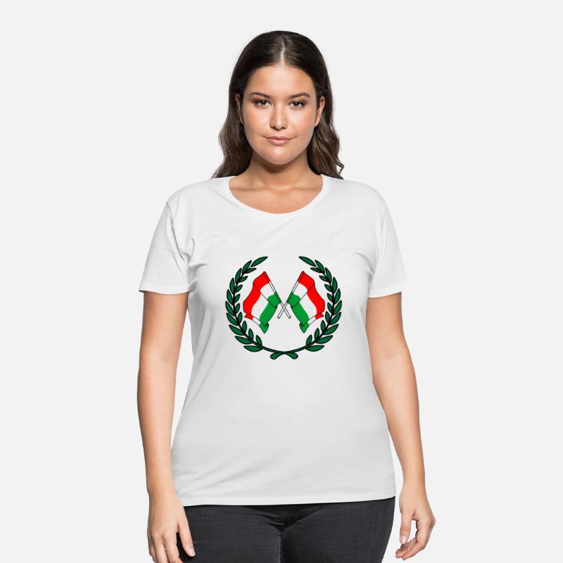 Flags Hungary in laurel wreath