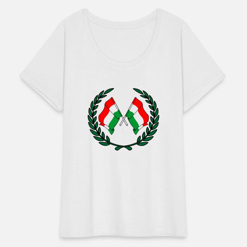 Flags Hungary in laurel wreath