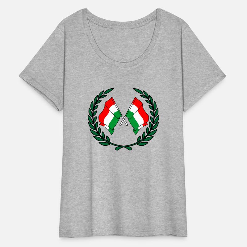 Flags Hungary in laurel wreath