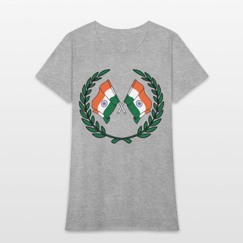 Flags India in laurel wreath