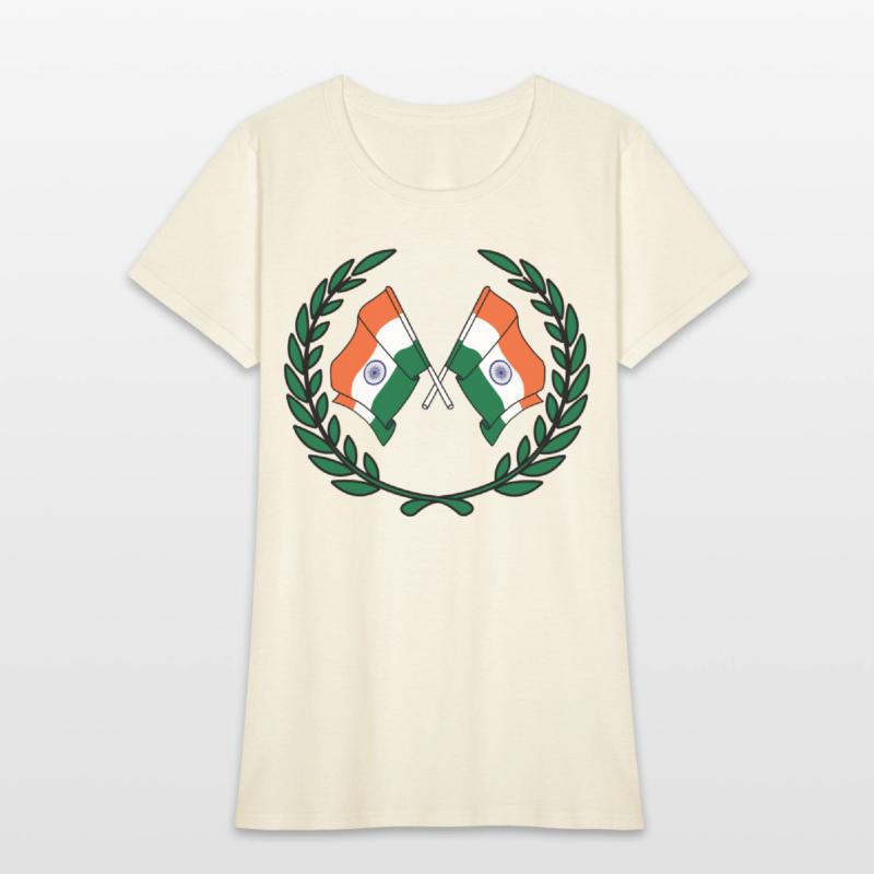 Flags India in laurel wreath