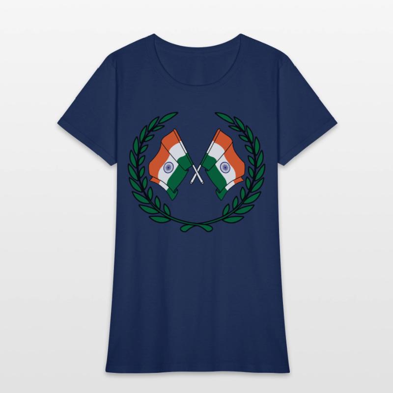 Flags India in laurel wreath