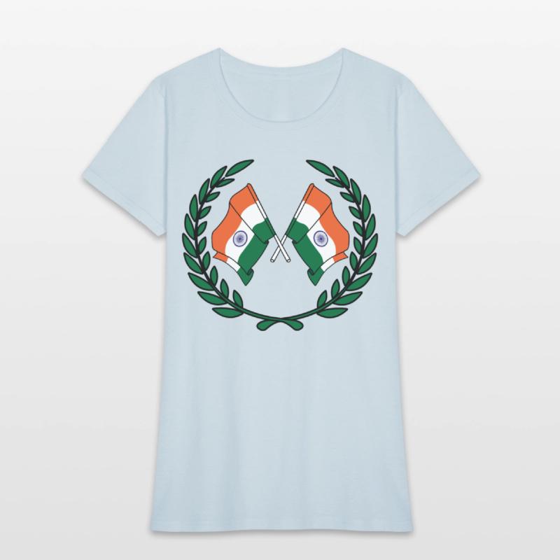 Flags India in laurel wreath