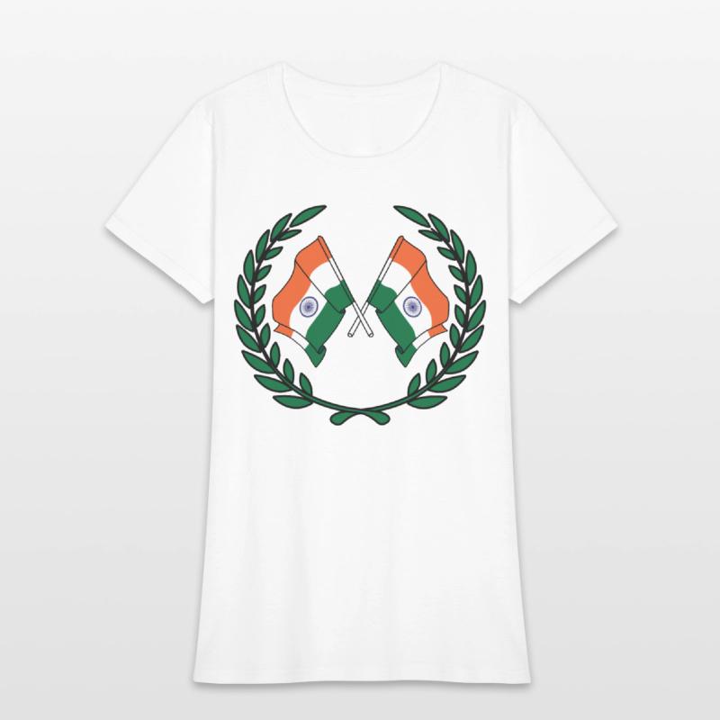 Flags India in laurel wreath