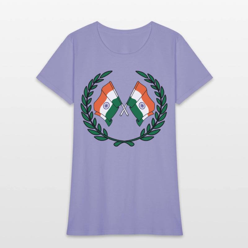 Flags India in laurel wreath