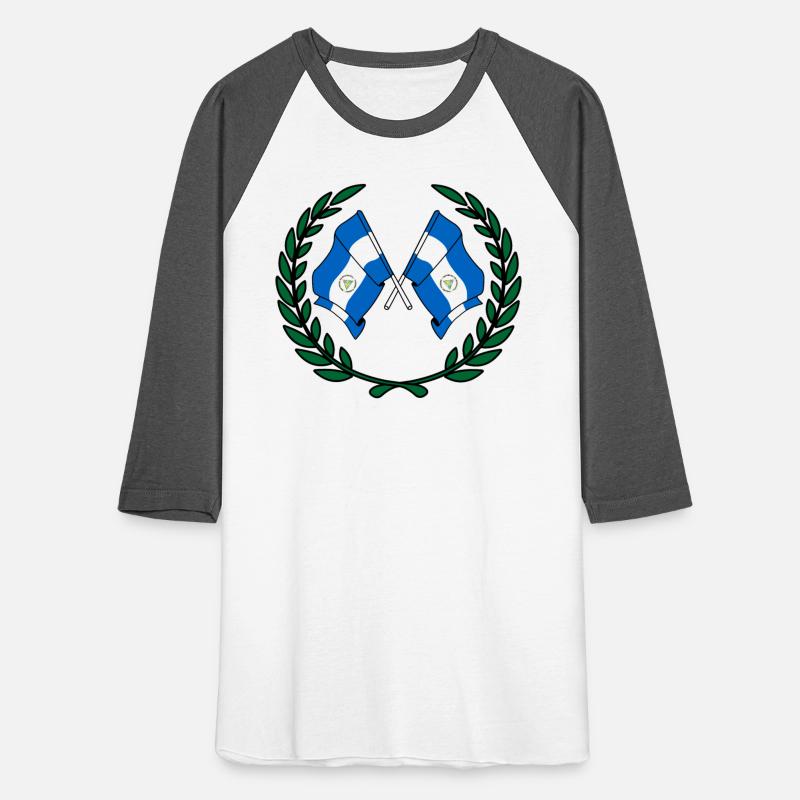 Flags Nicaragua in laurel wreath
