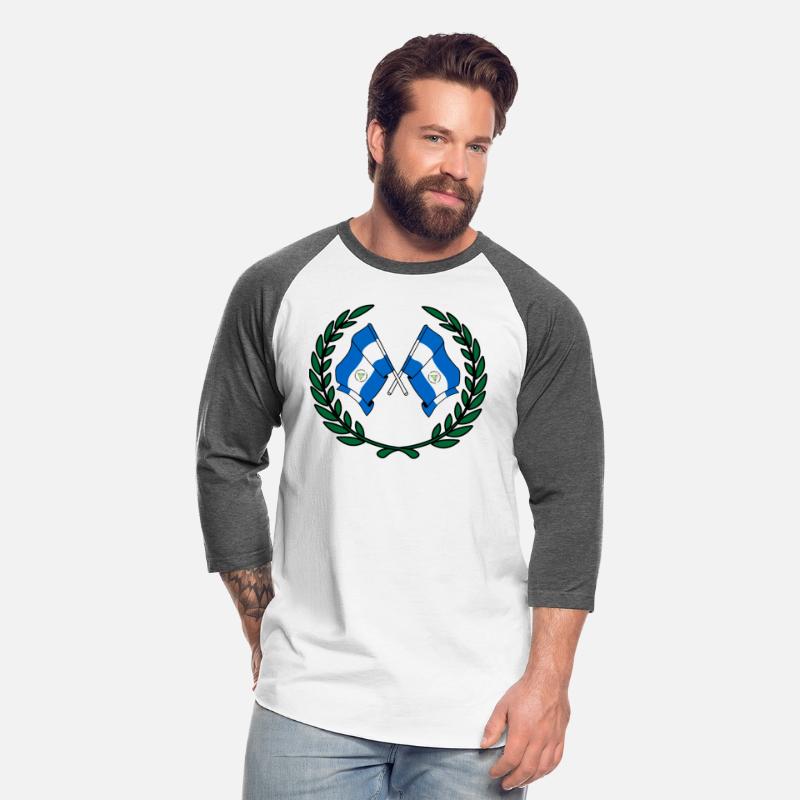 Flags Nicaragua in laurel wreath