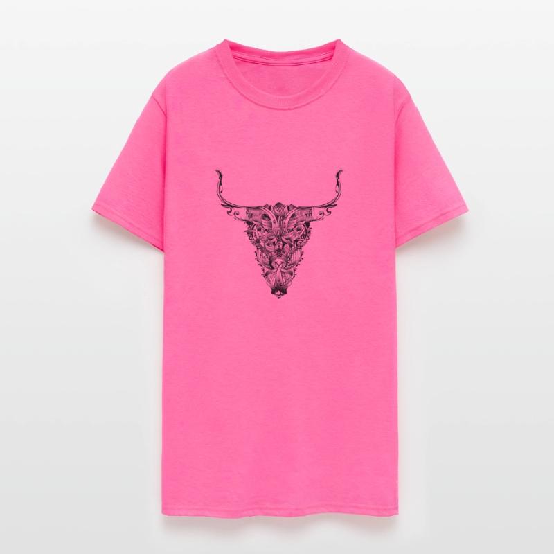 Floral bull skull in a mystical tattoo style