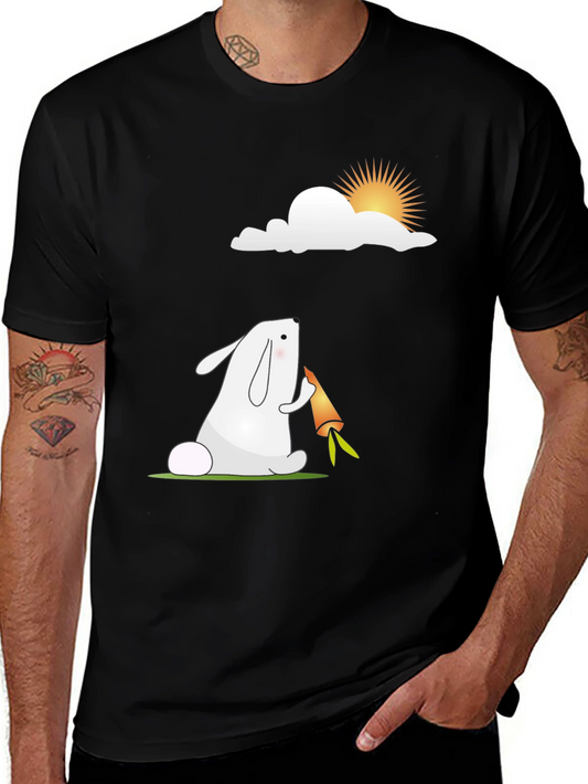 Cartoon Rabbit Black T-Shirt
