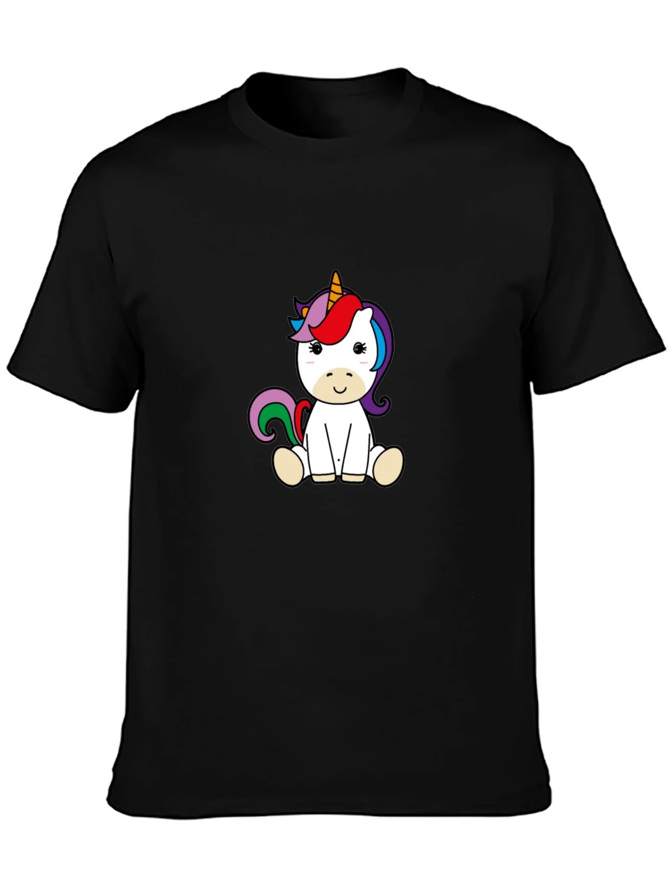 Cute Unicorn Graphic Black T-Shirt