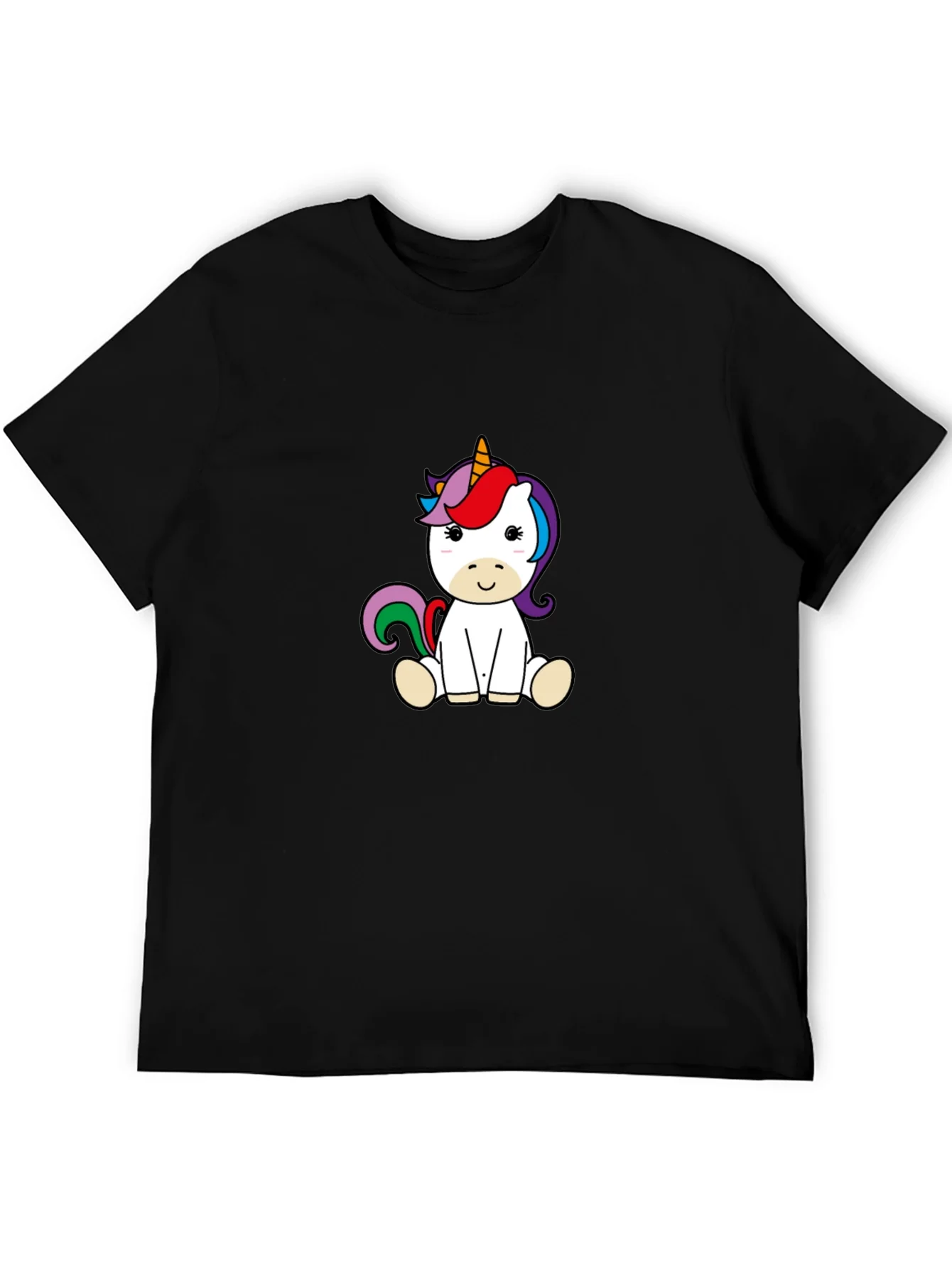 Cute Unicorn Graphic Black T-Shirt