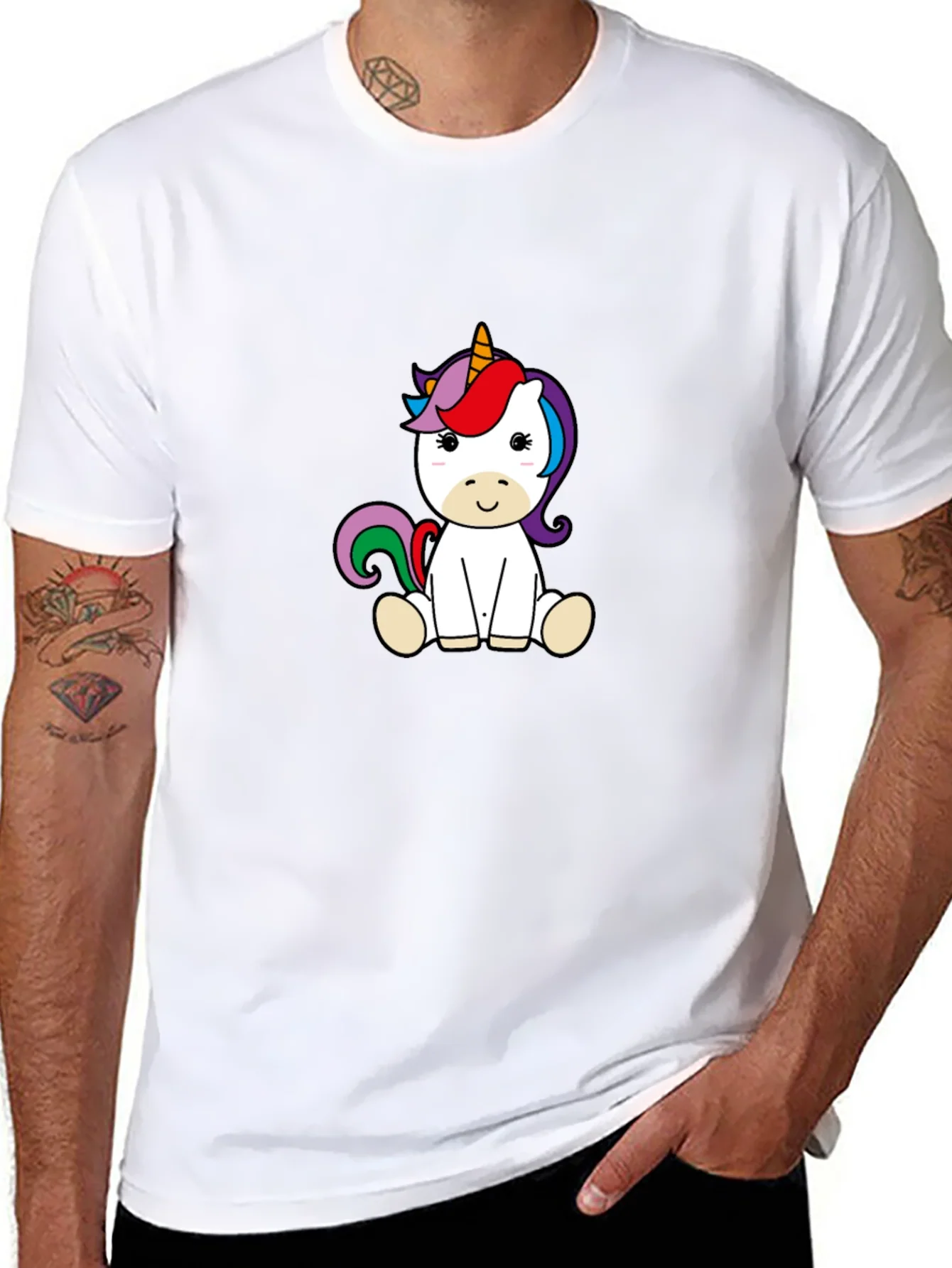 Cute Unicorn Graphic Black T-Shirt