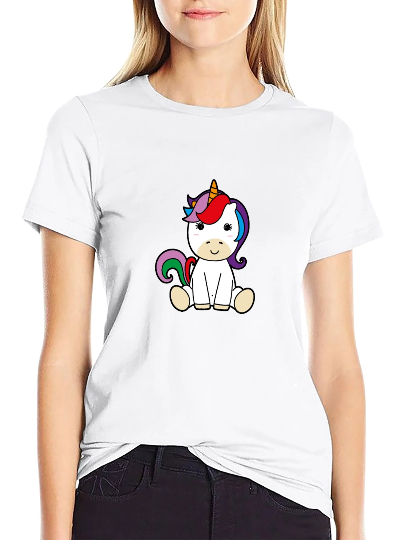 Cute Unicorn Graphic Black T-Shirt