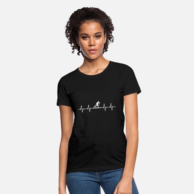 Funny Cross Country Shirts Heartbeat Ski