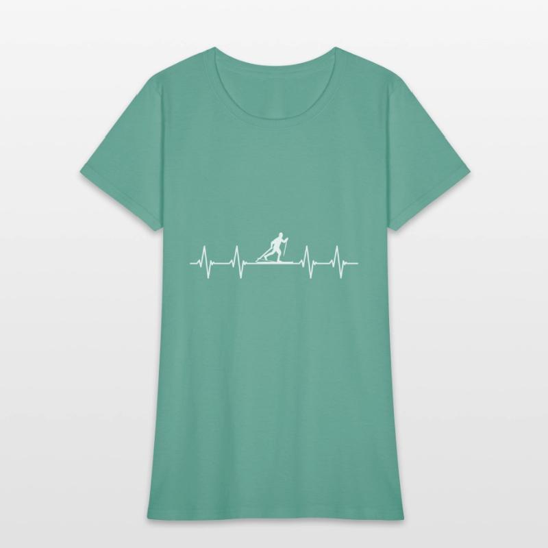 Funny Cross Country Shirts Heartbeat Ski