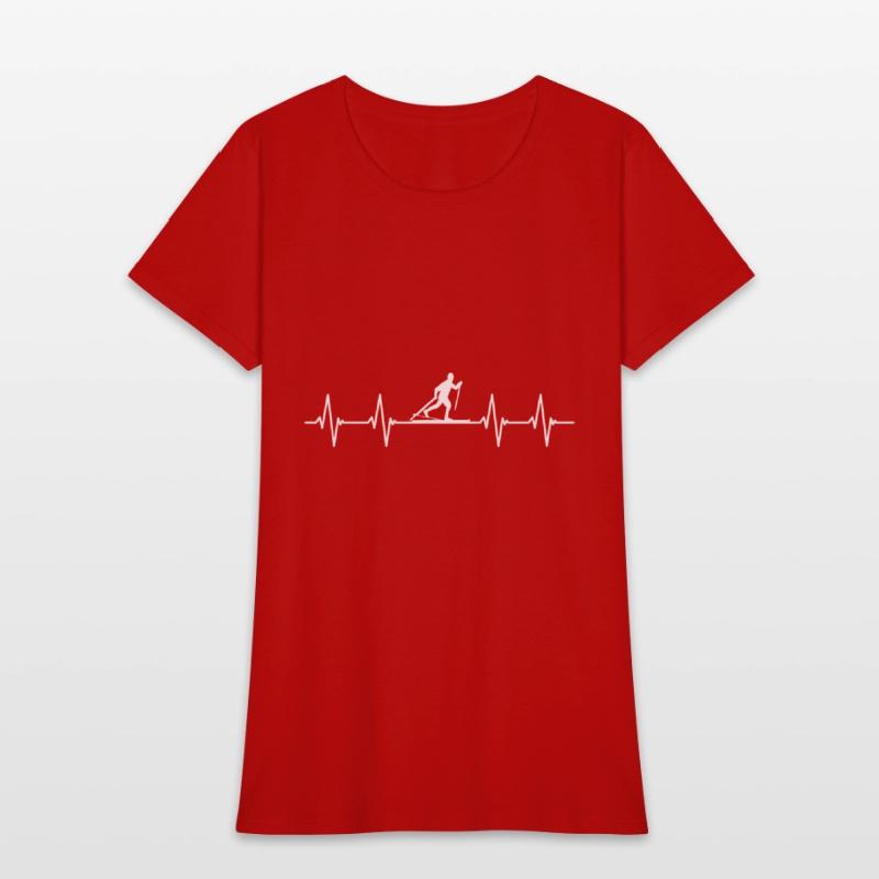 Funny Cross Country Shirts Heartbeat Ski