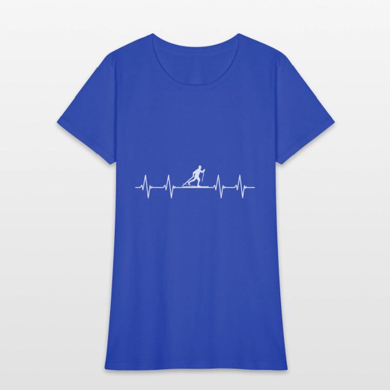 Funny Cross Country Shirts Heartbeat Ski
