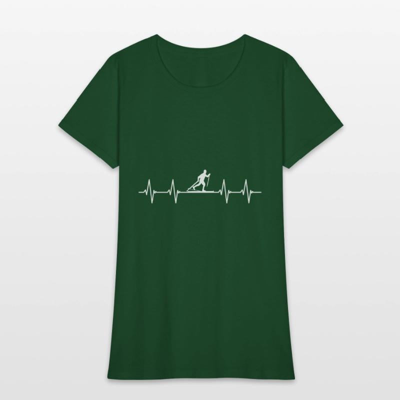 Funny Cross Country Shirts Heartbeat Ski