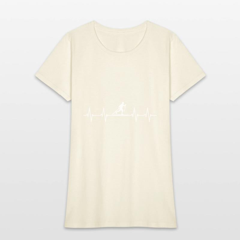 Funny Cross Country Shirts Heartbeat Ski