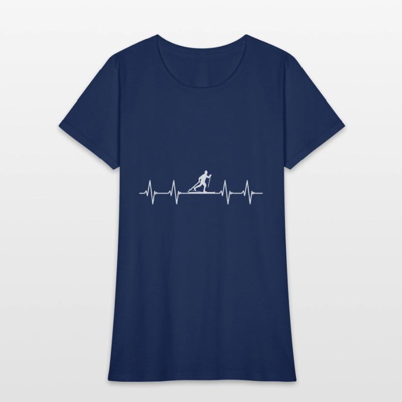 Funny Cross Country Shirts Heartbeat Ski