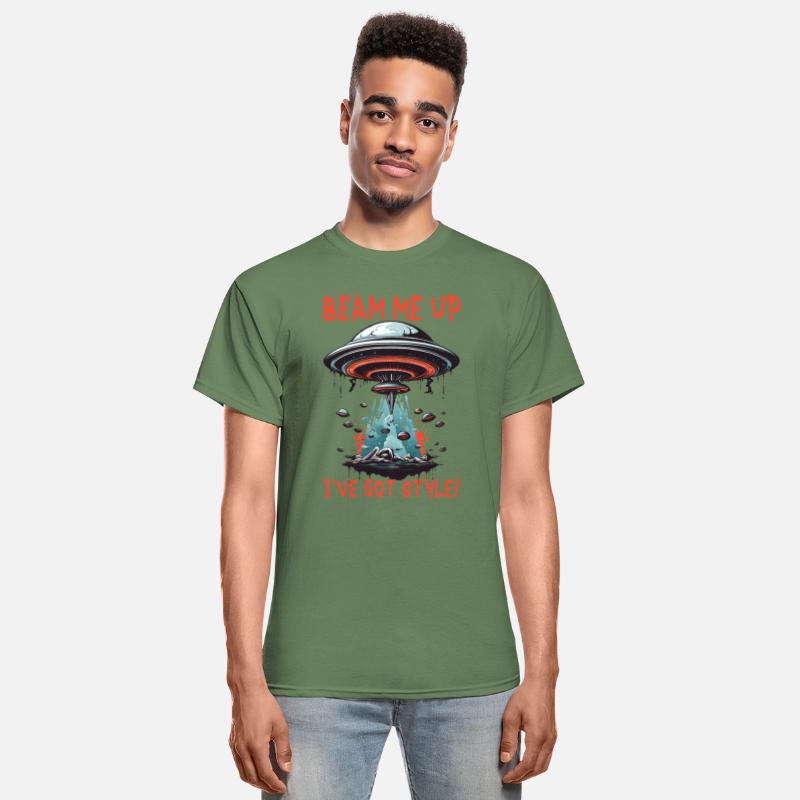FUNNY RETRO UFO INVASION BEAM ME UP I'VE GOT STYLE