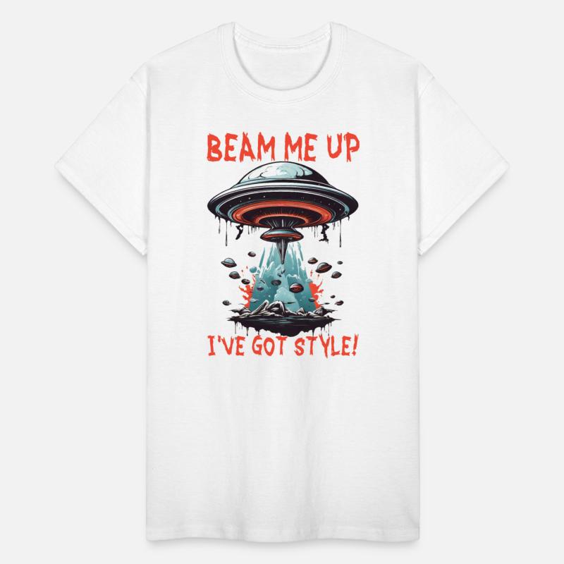 FUNNY RETRO UFO INVASION BEAM ME UP I'VE GOT STYLE