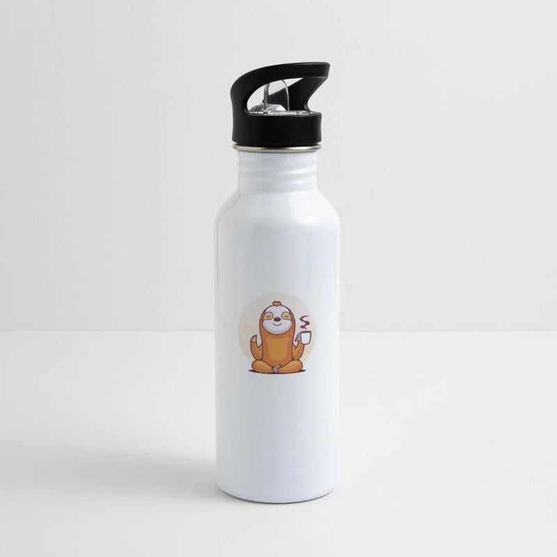 Funny sloth meditating with coffee