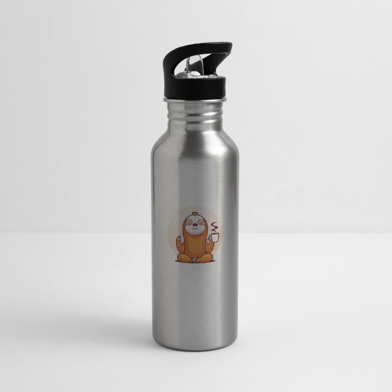 Funny sloth meditating with coffee