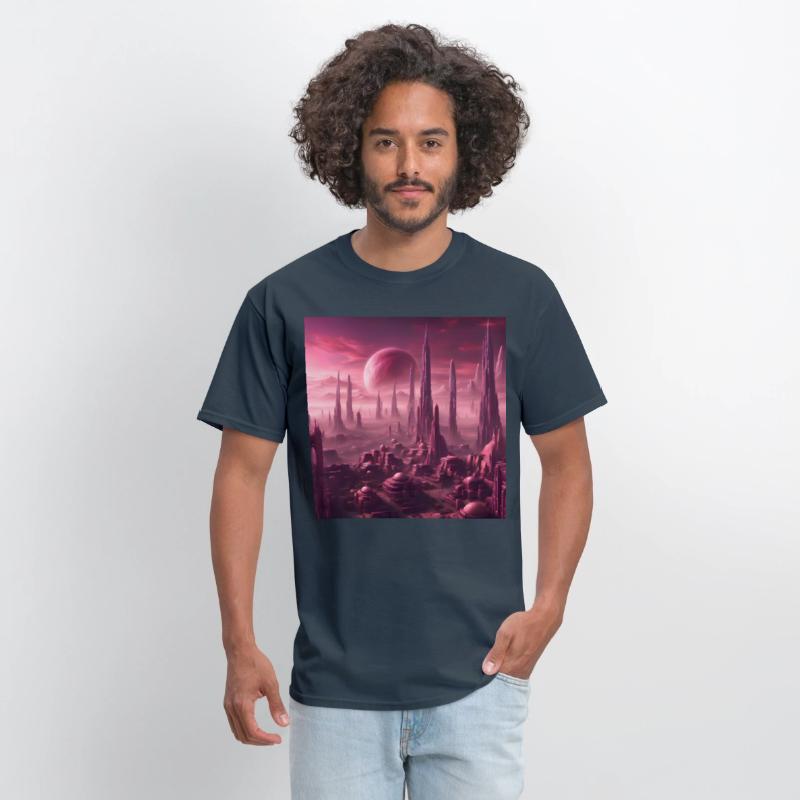 Futuristic Alien Skyline in Pink Hues