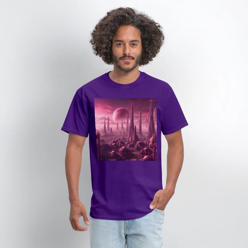 Futuristic Alien Skyline in Pink Hues