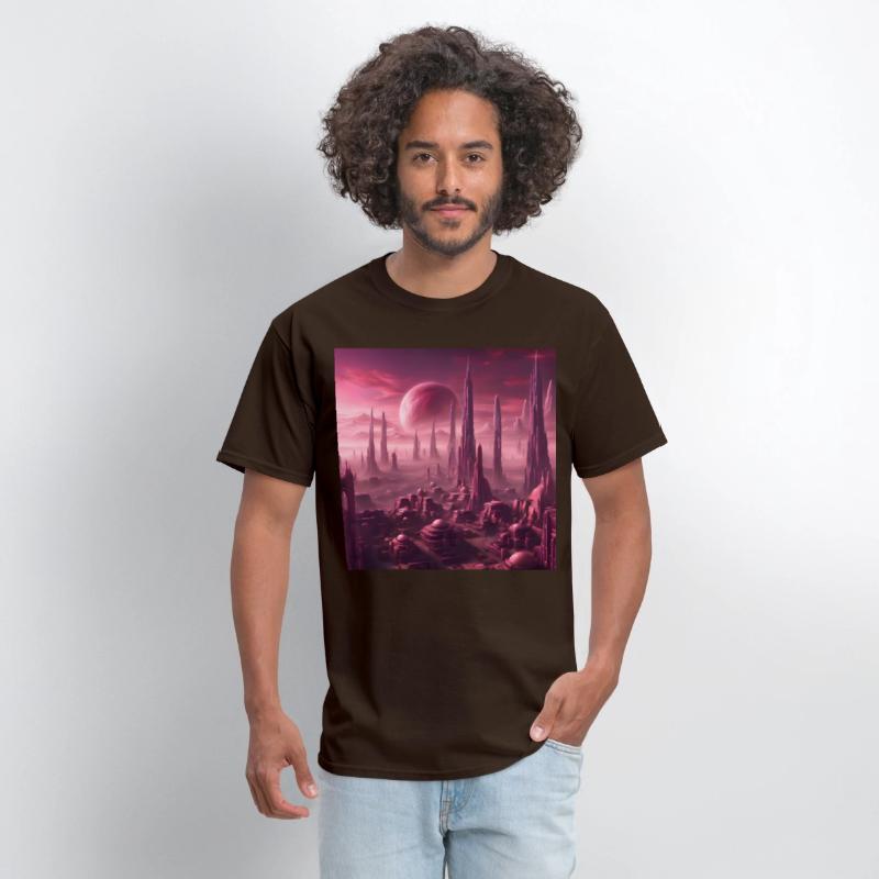 Futuristic Alien Skyline in Pink Hues