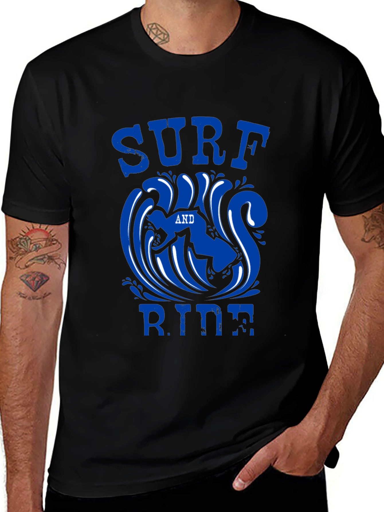 Surf and Ride Black T-Shirt