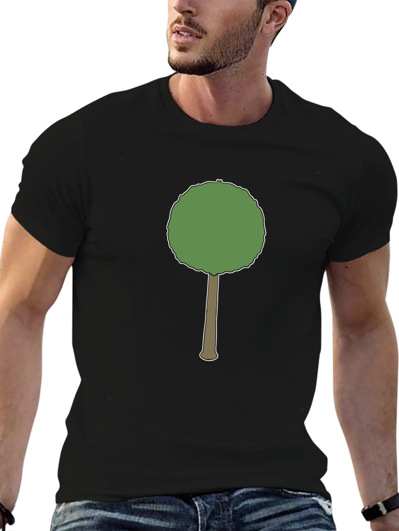 Cartoon Tree Graphic Black T-Shirt