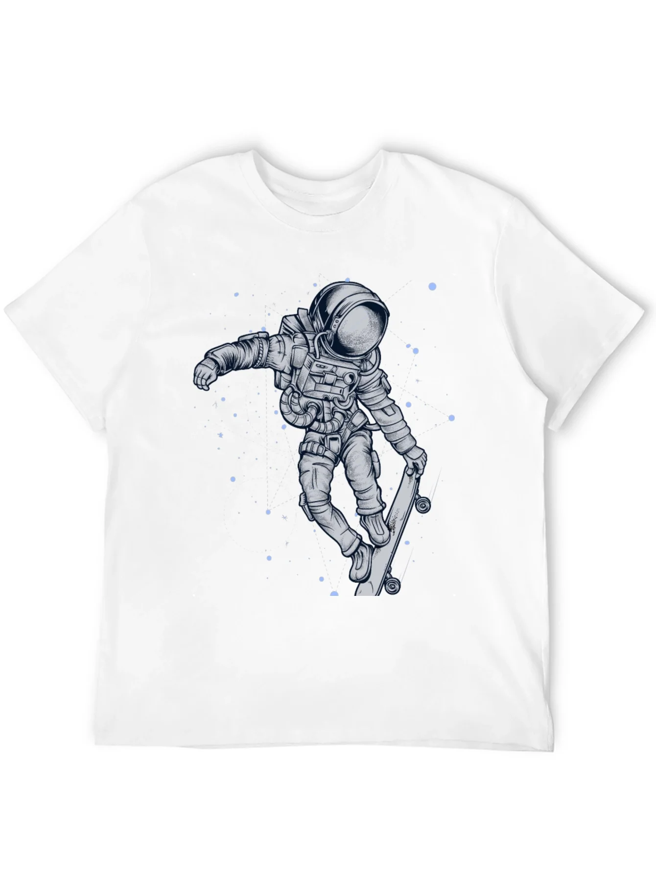 Skateboarding Astronaut Graphic Tee - Cool Space Design