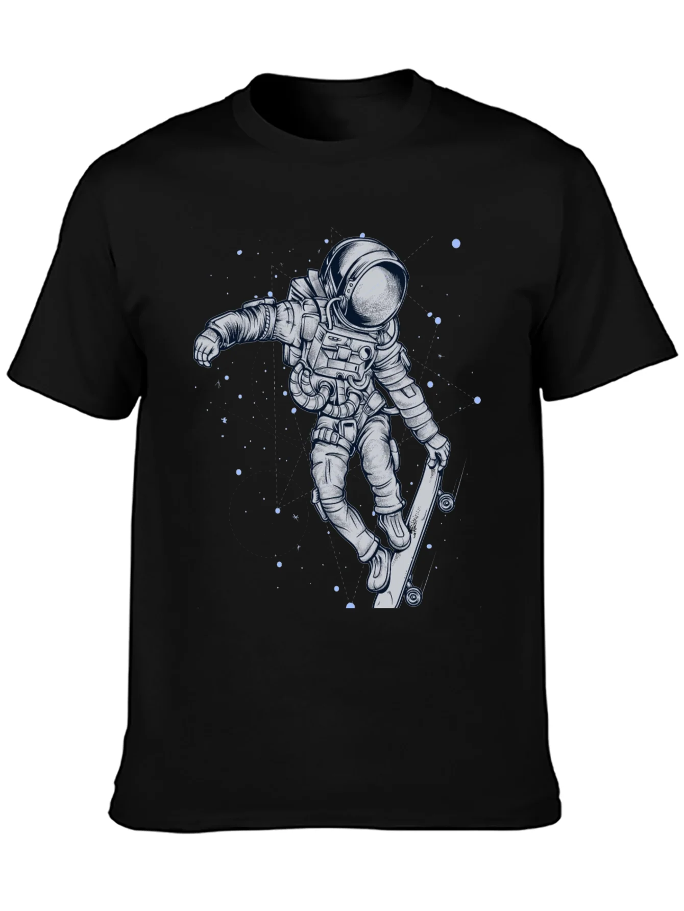 Skateboarding Astronaut Graphic Tee - Cool Space Design