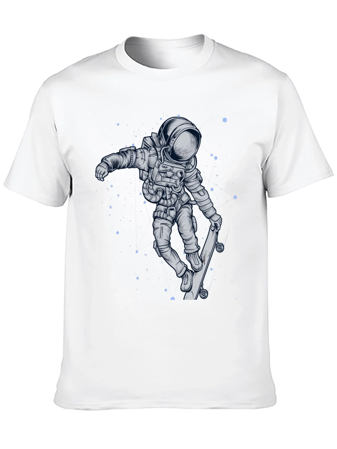Skateboarding Astronaut Graphic Tee - Cool Space Design