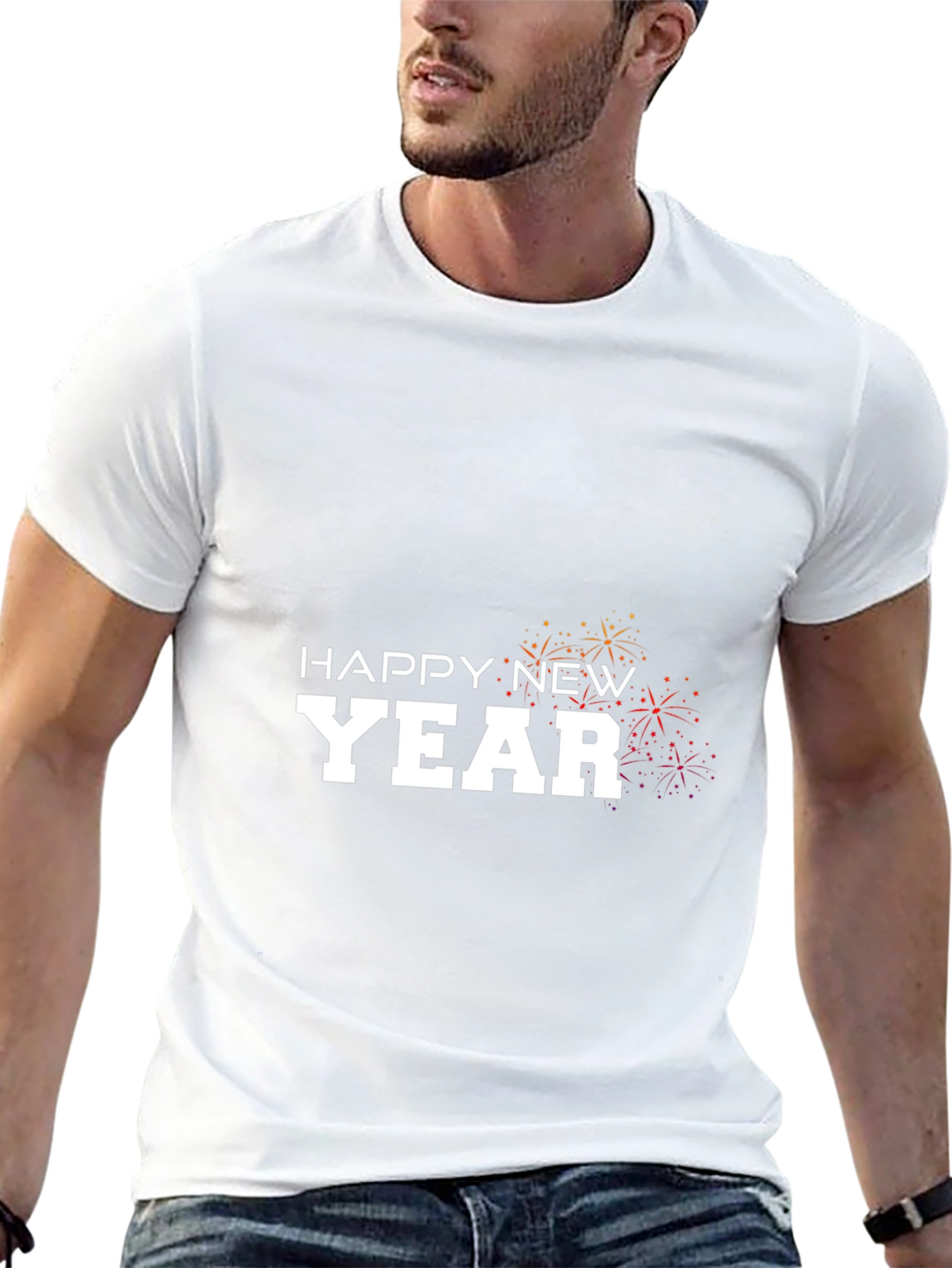 Happy New Year Festive Graphic Tee - Black