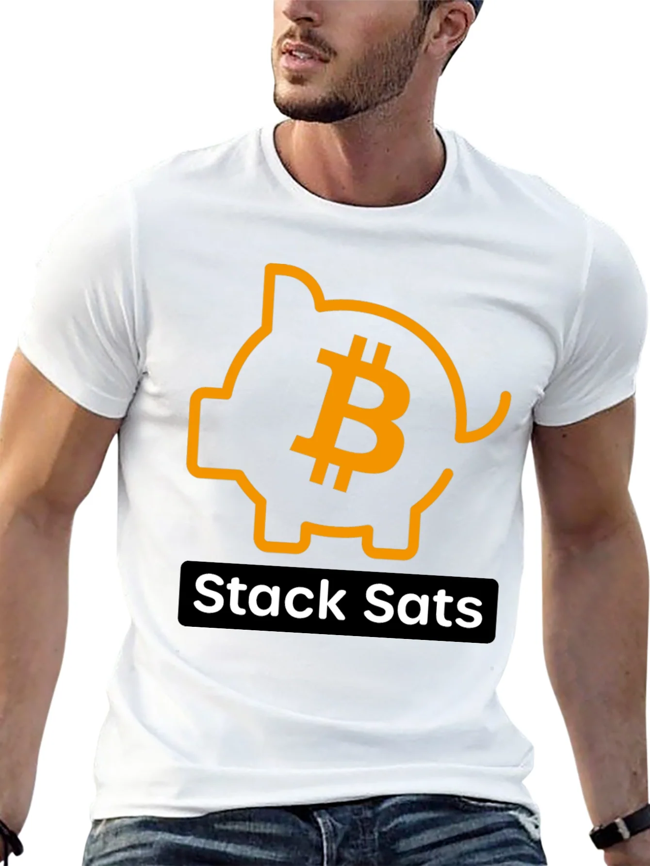 Stack Sats Bitcoin Piggy Bank T-Shirt