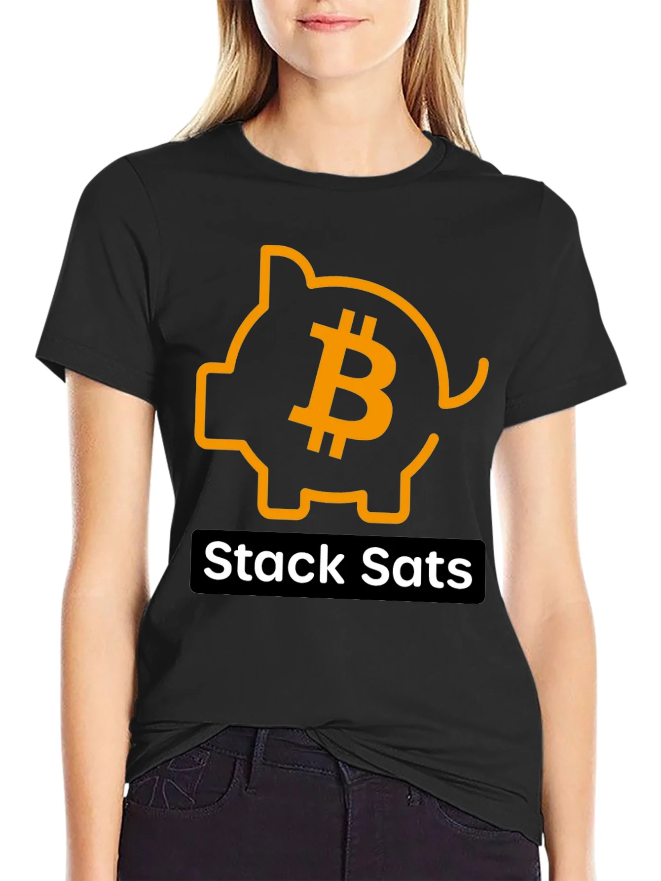Stack Sats Bitcoin Piggy Bank T-Shirt