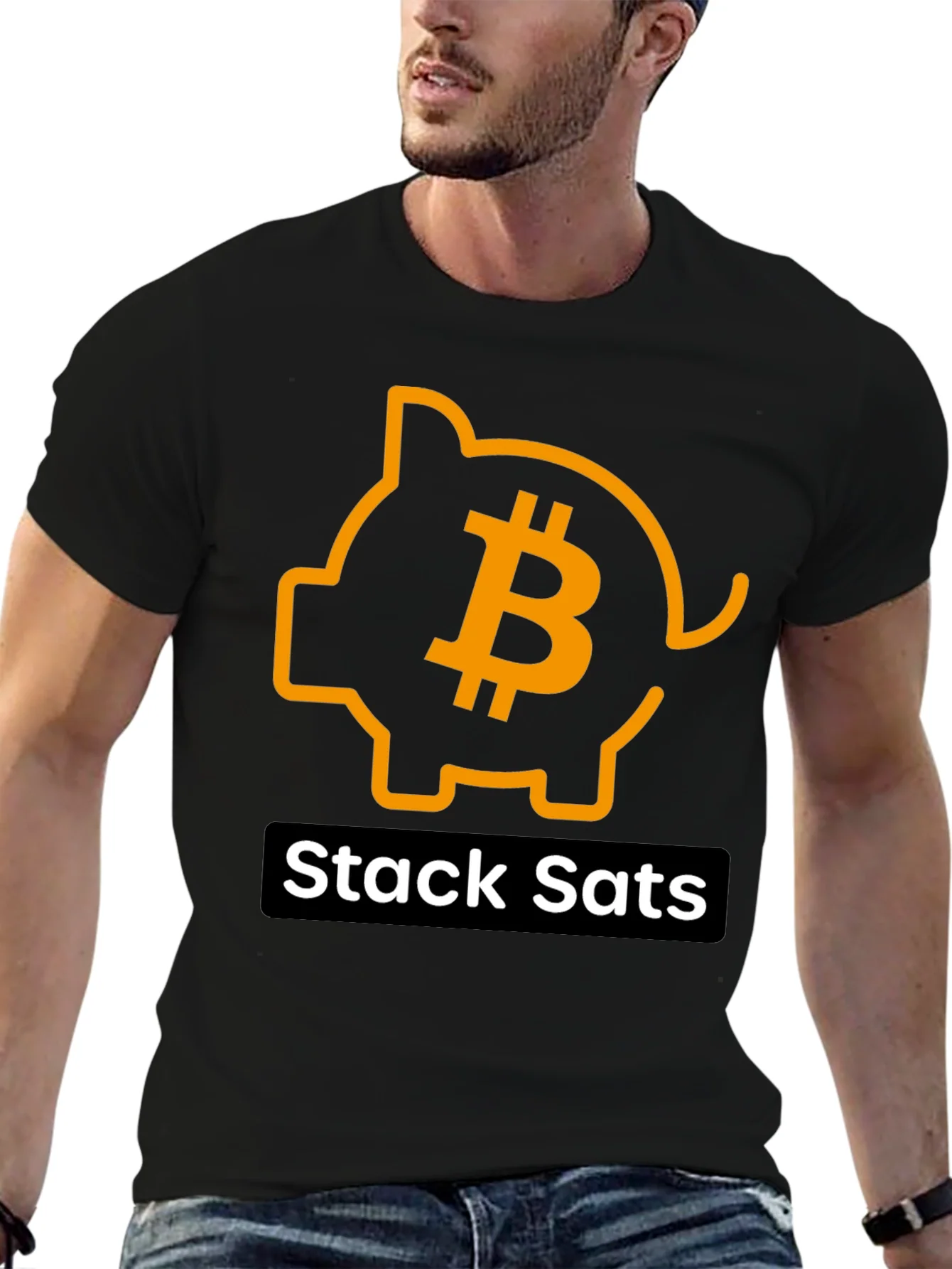 Stack Sats Bitcoin Piggy Bank T-Shirt