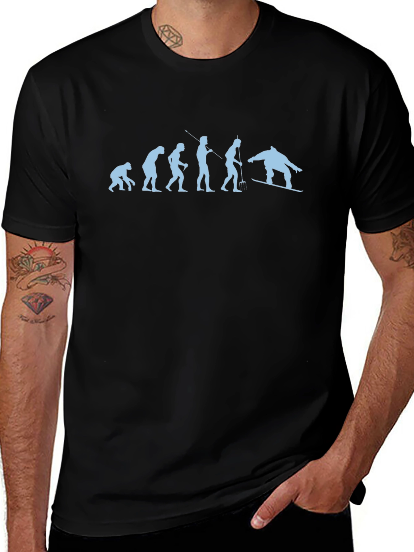 Evolution of Snowboarding Black T-Shirt