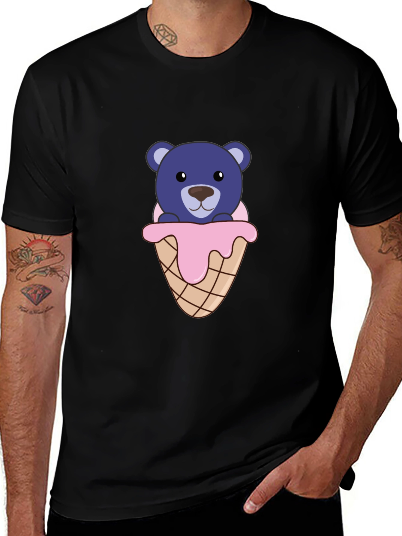 Cute Bear Ice Cream Cone Graphic Tee