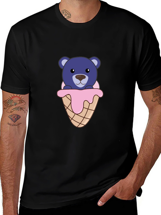 Cute Bear Ice Cream Cone Graphic Tee