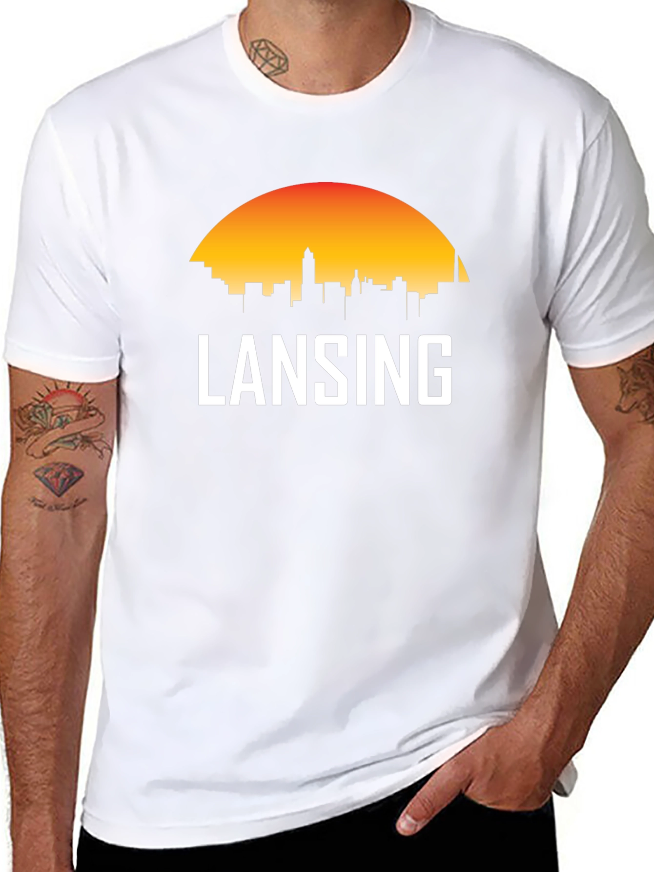 Lansing Skyline Graphic Tee - Michigan City Pride