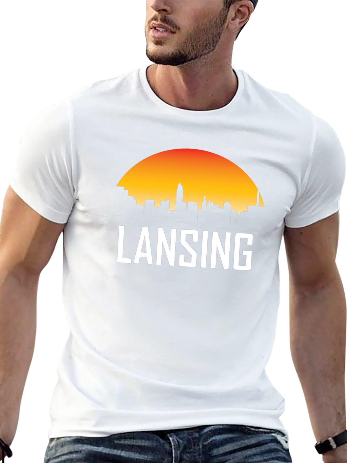 Lansing Skyline Graphic Tee - Michigan City Pride
