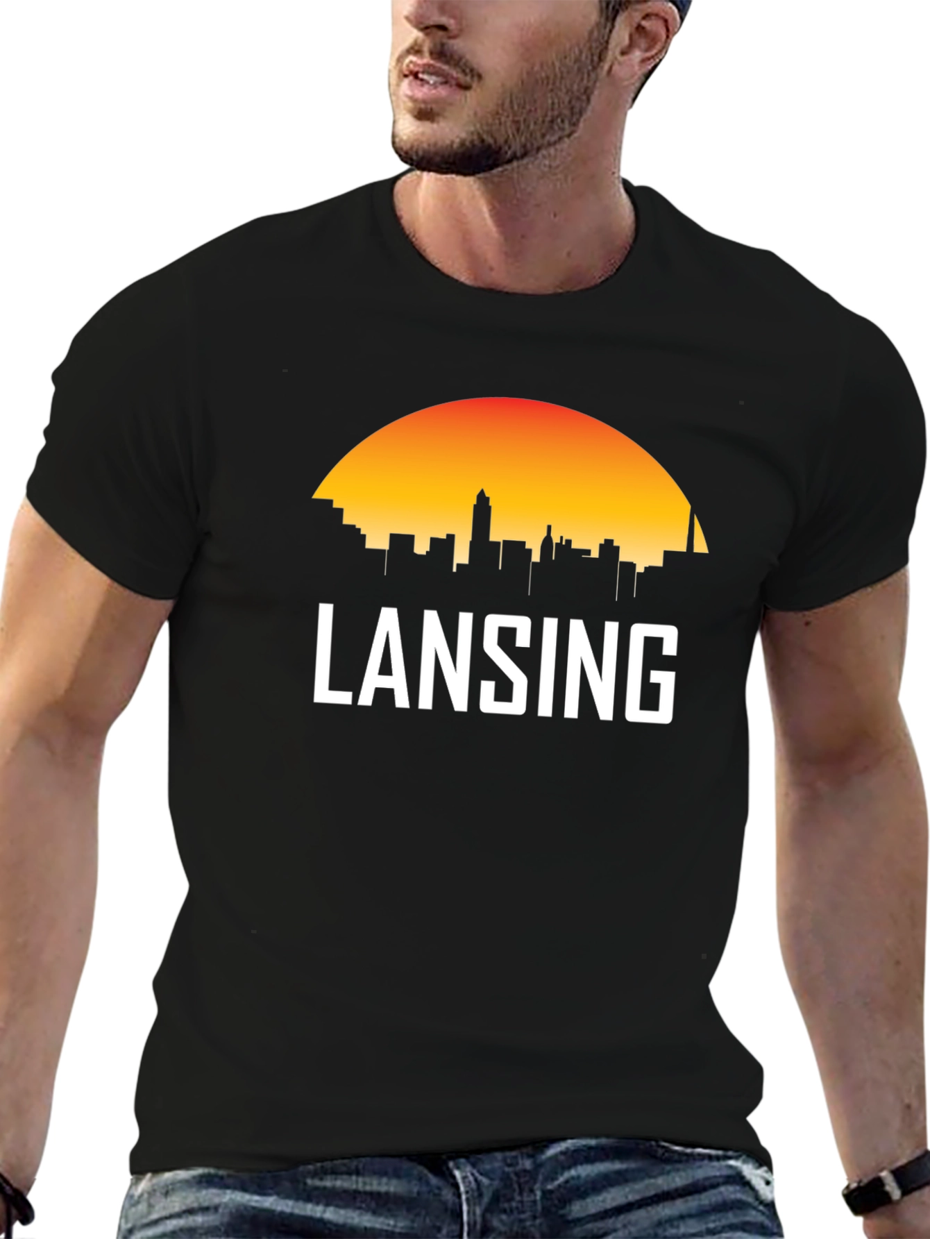 Lansing Skyline Graphic Tee - Michigan City Pride