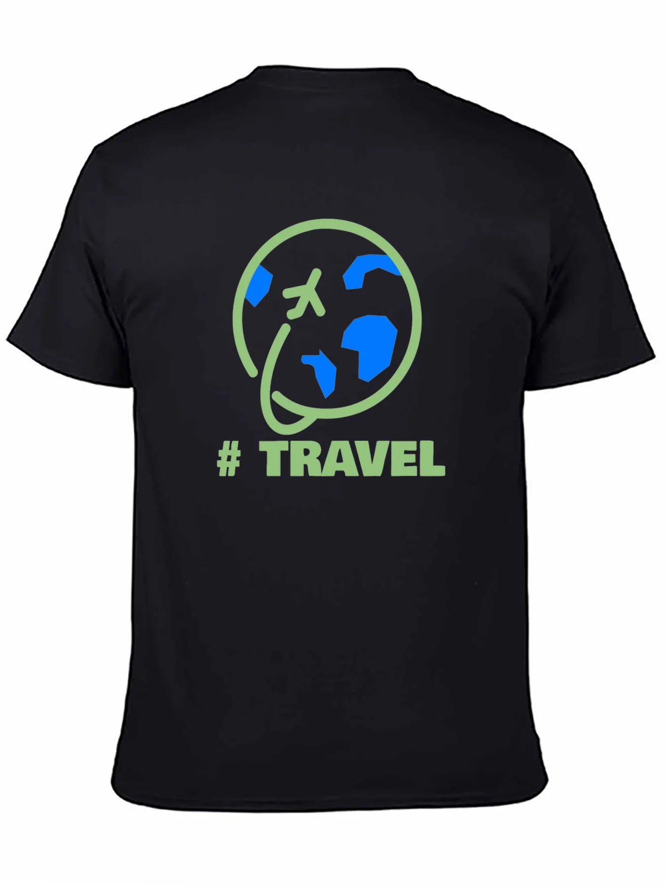 Travel Globe Graphic Tee - Black Cotton T-Shirt